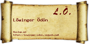 Lőwinger Ödön névjegykártya